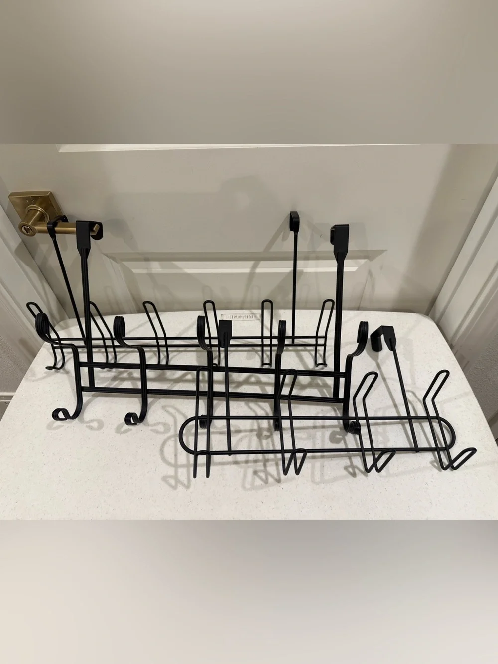 Black Metal Over-the-Door Hook Rack Trio ~ Sleek Over the Door Organizer